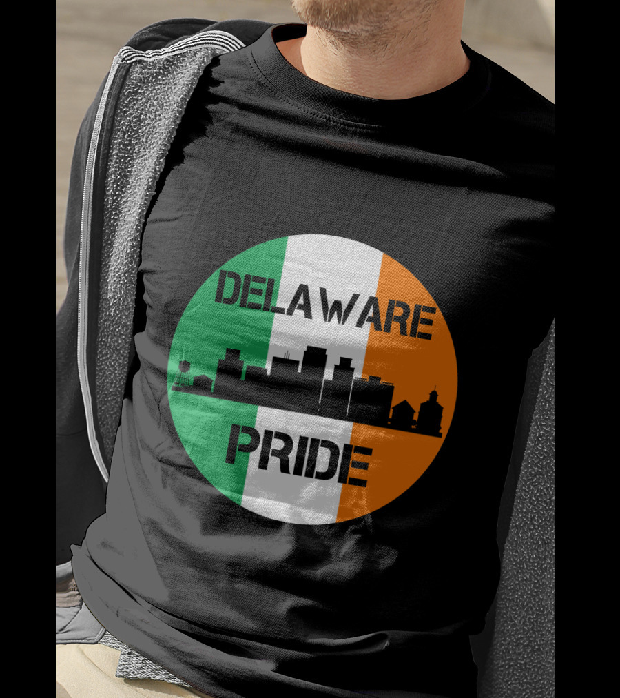Delaware Pride Skyline Irish Flag T-Shirt