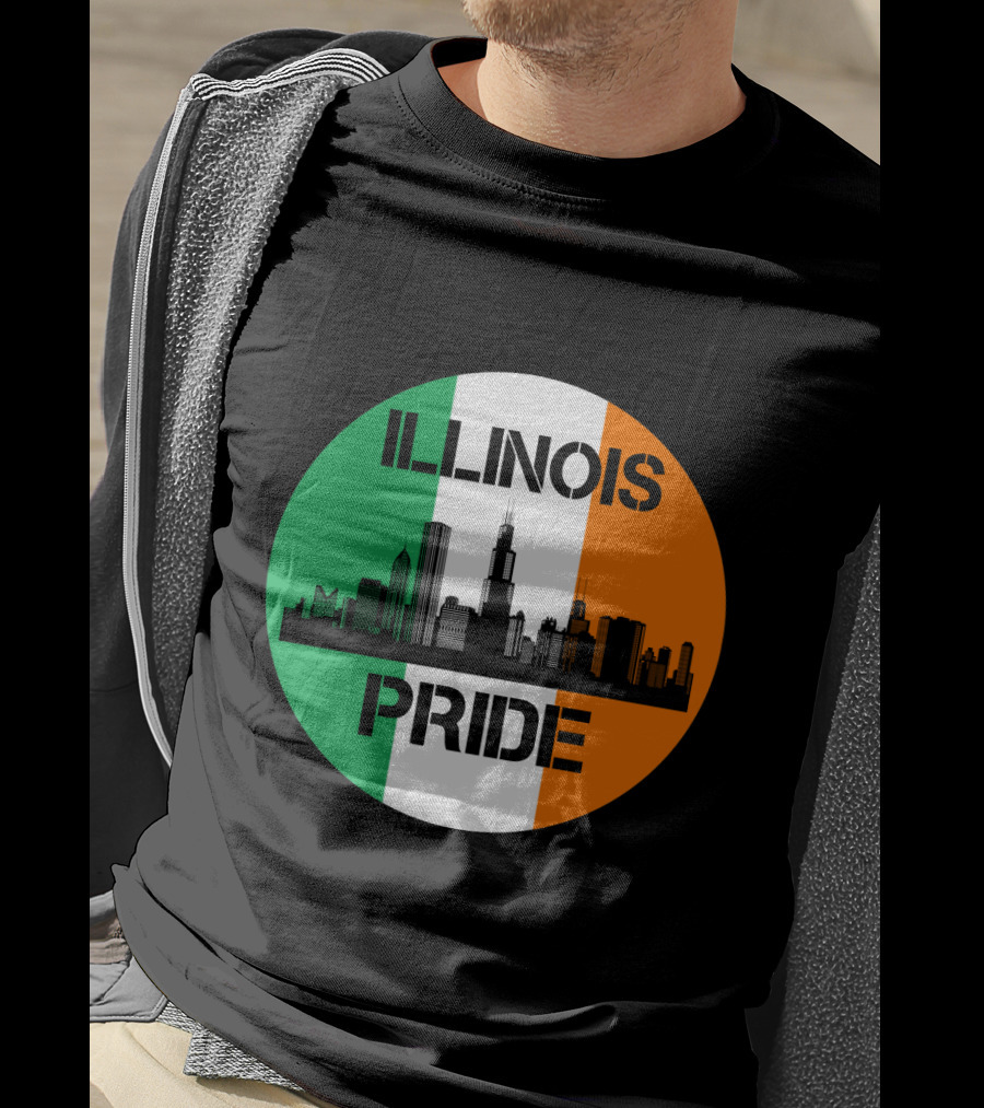 Illinois Pride Skyline Irish Flag T-Shirt
