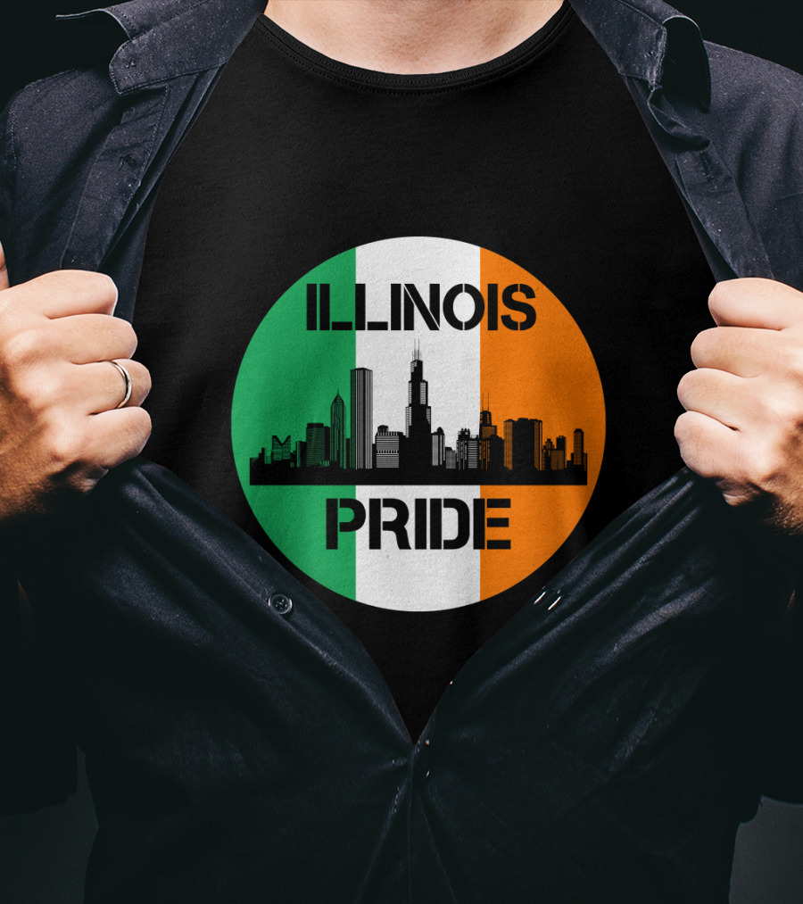 Illinois Pride Skyline Irish Flag T-Shirt