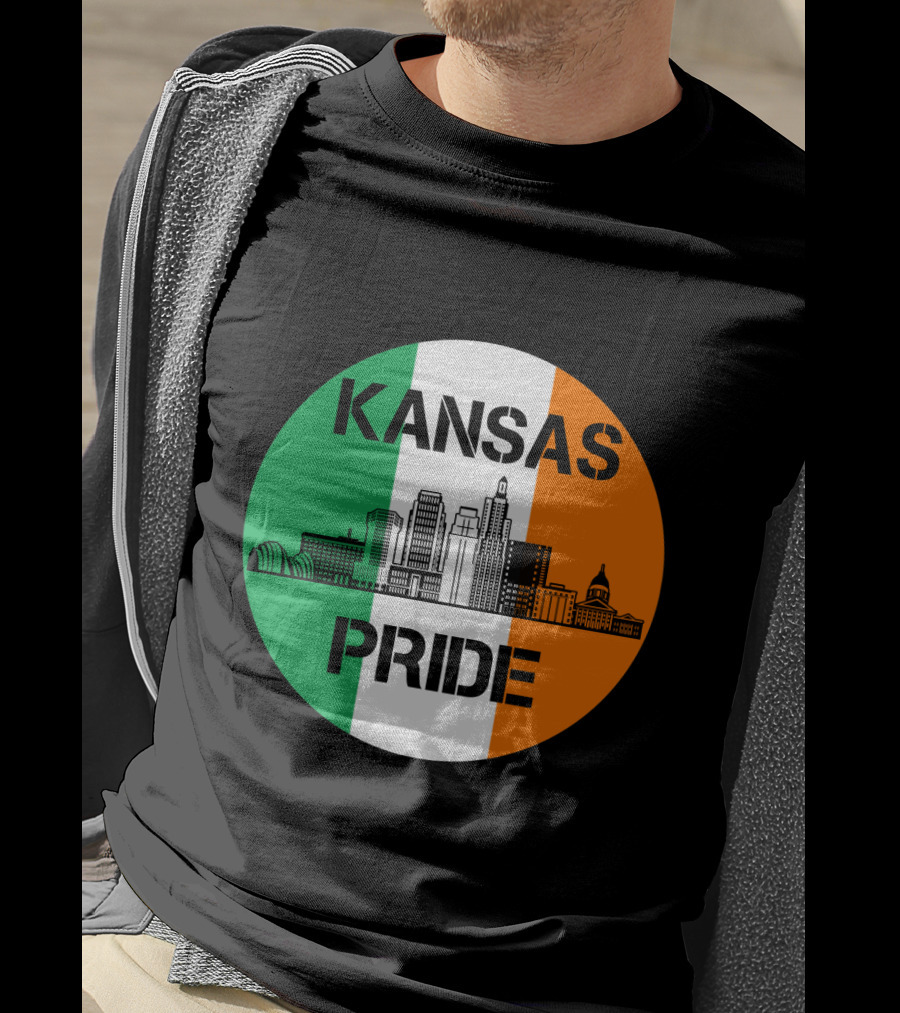 Kansas Pride Irish Flag Skyline Kansas T-Shirt