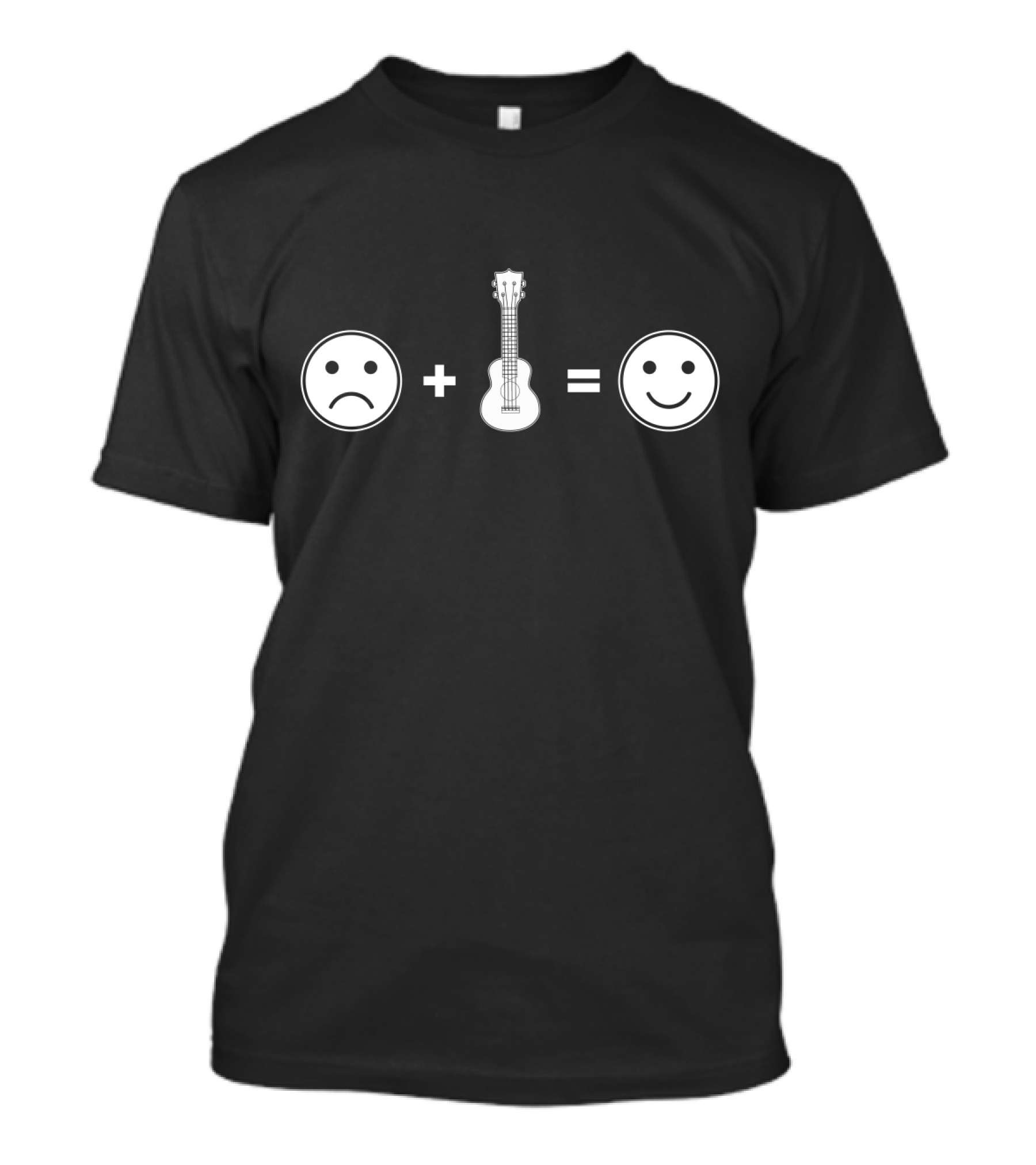Sad Face Plus Ukulele Equals Happy Face T-Shirt