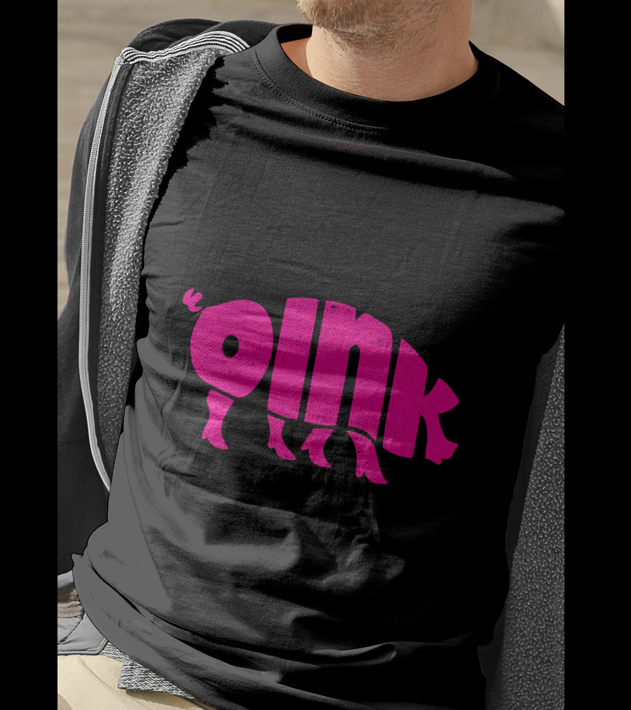 OINK Pink Pig Silhouette Humor T-Shirt