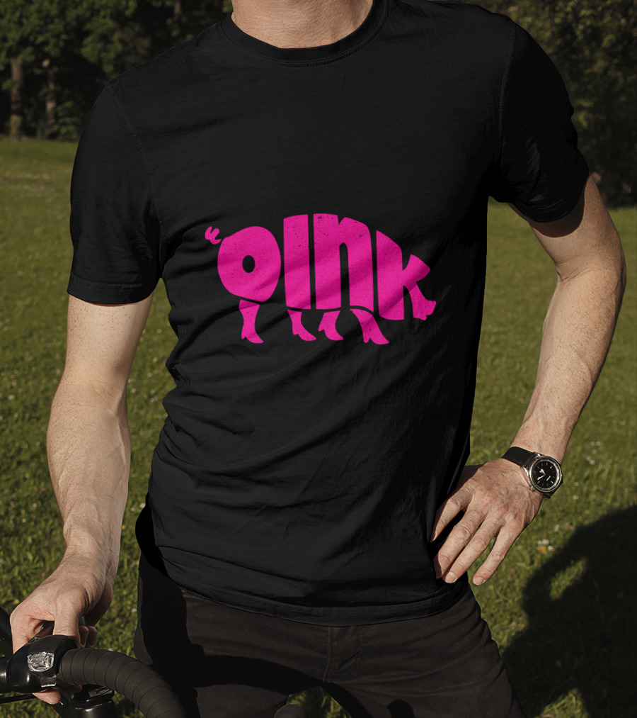 OINK Pink Pig Silhouette Humor T-Shirt