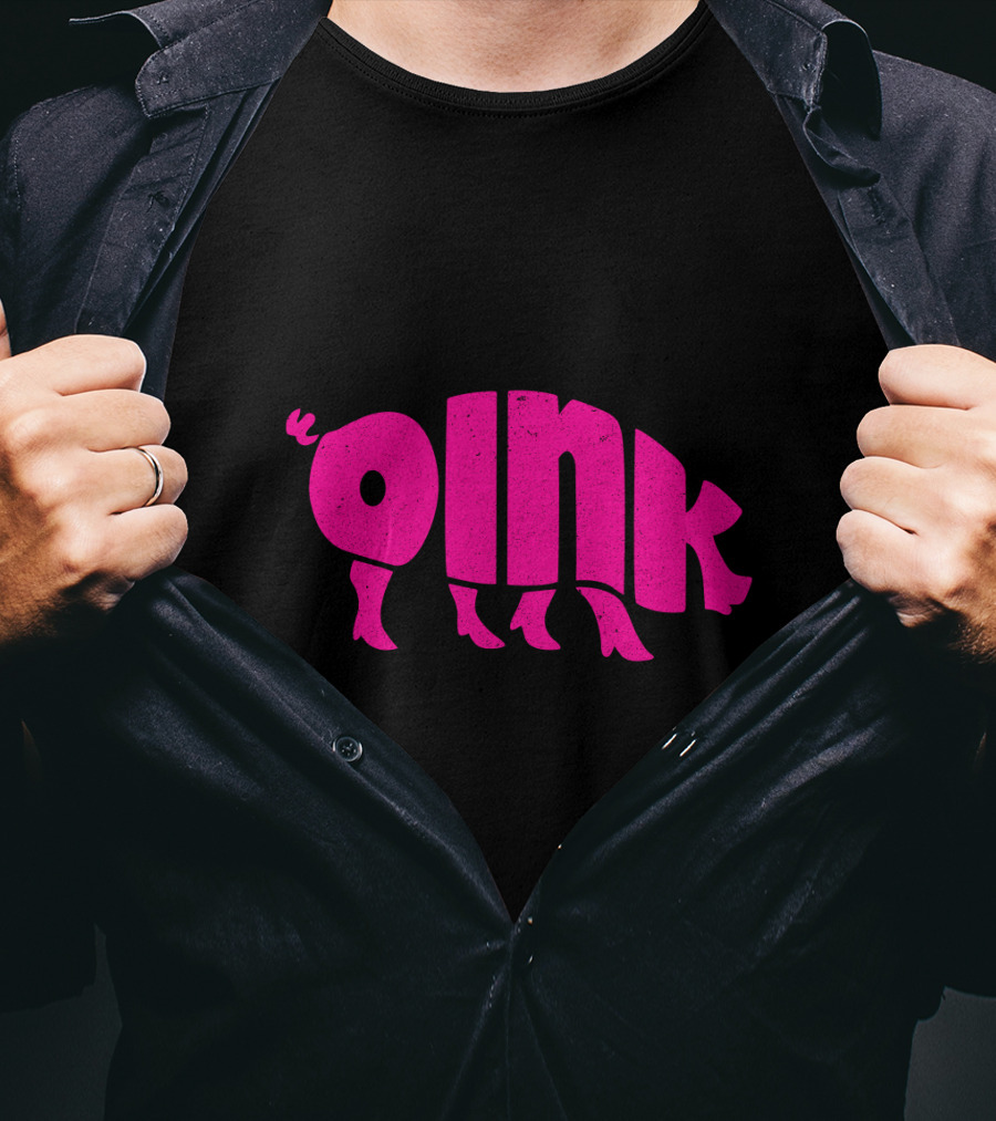 OINK Pink Pig Silhouette Humor T-Shirt