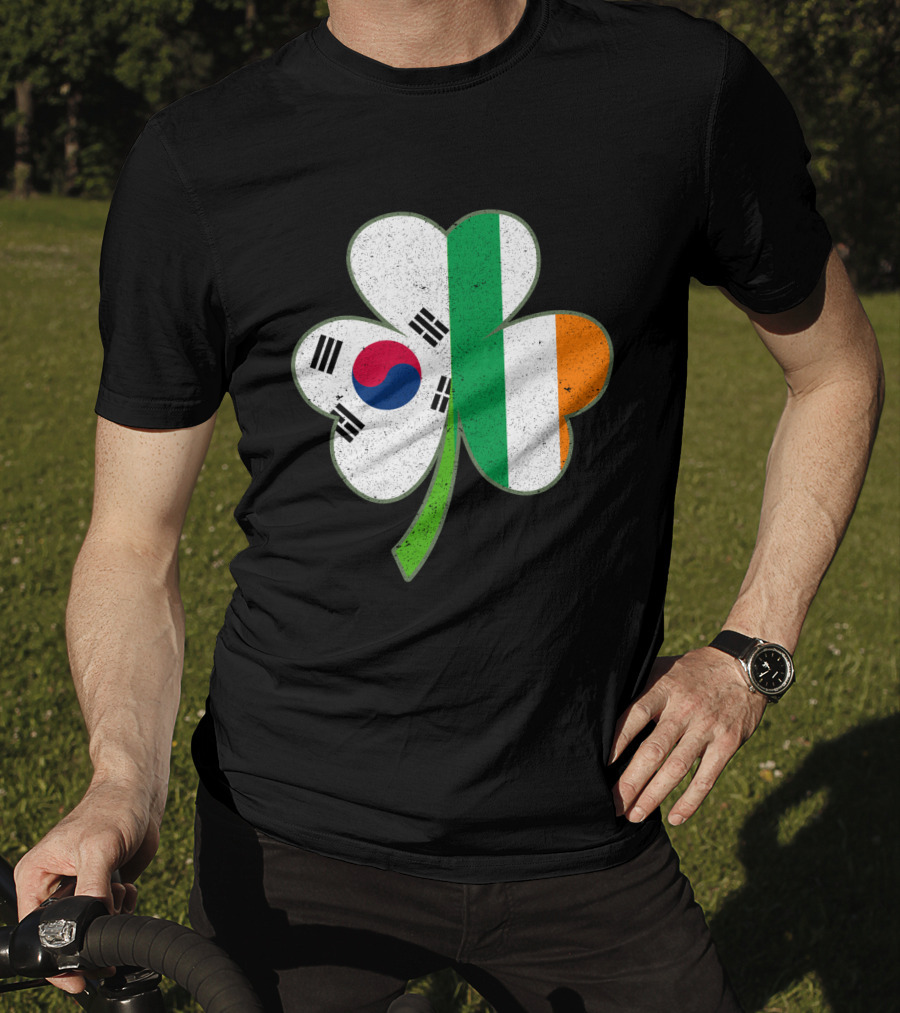St Patricks Day Irish Korean Shamrock Green Clover Flag Fusion T-Shirt