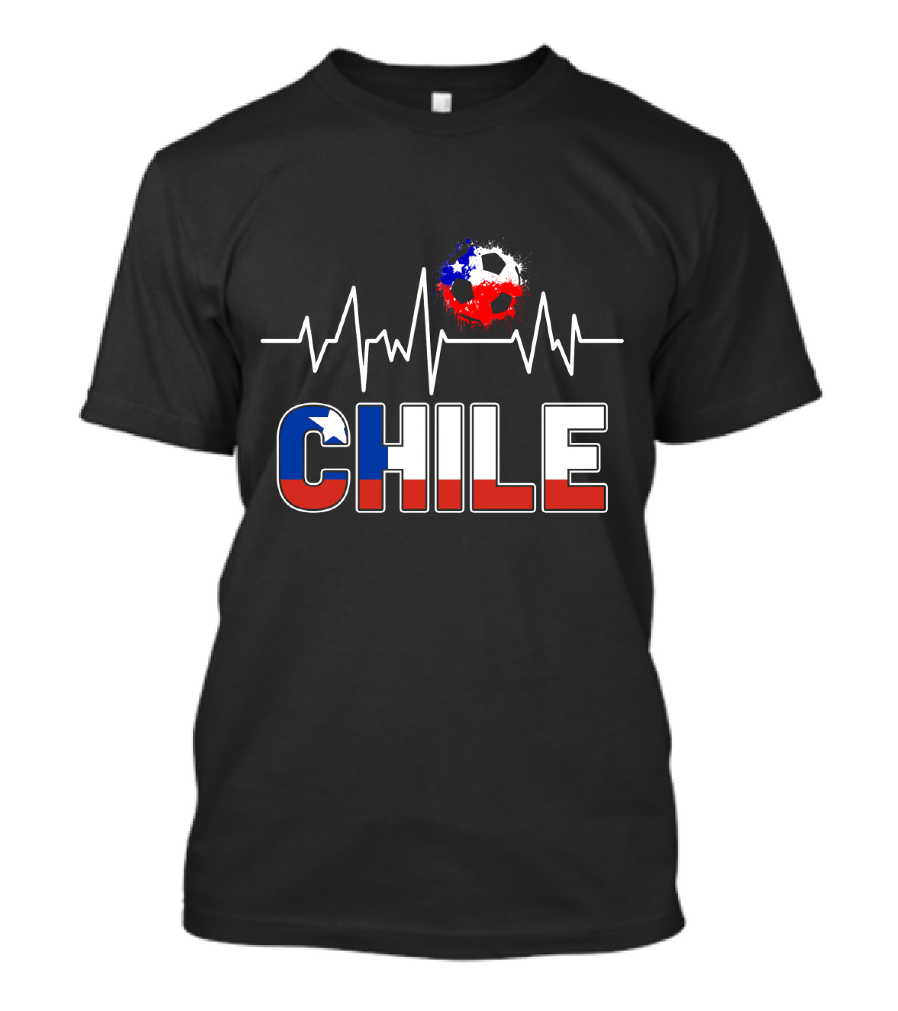 Chile Soccer Jersey Chilean Futbol Passion Heartbeat Flag Colors T-Shirt