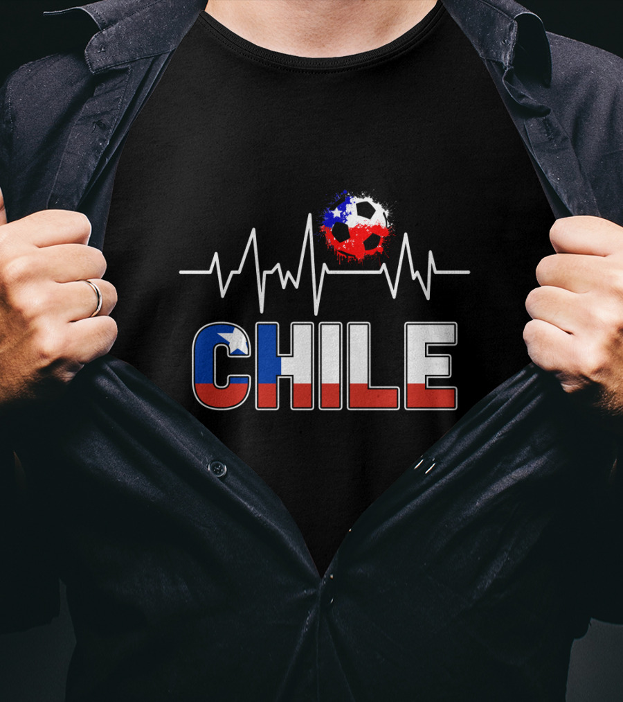 Chile Soccer Jersey Chilean Futbol Passion Heartbeat Flag Colors T-Shirt