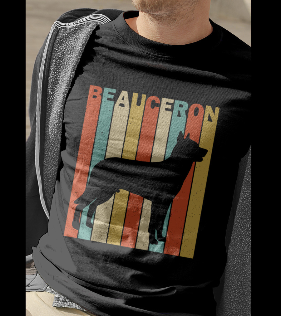 Beauceron Retro Silhouette Vertical Stripes T-Shirt