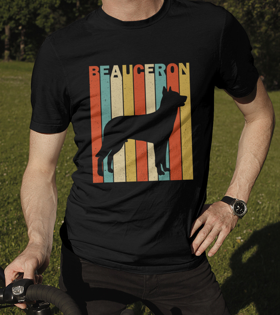 Beauceron Retro Silhouette Vertical Stripes T-Shirt