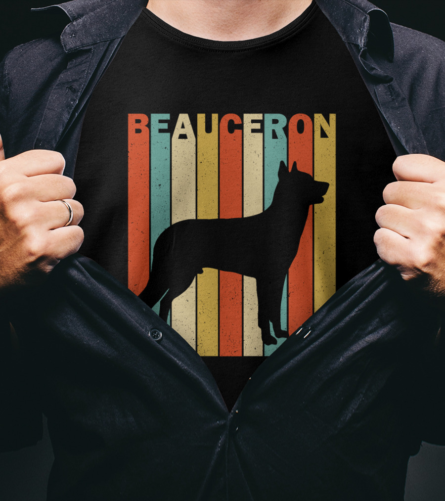 Beauceron Retro Silhouette Vertical Stripes T-Shirt