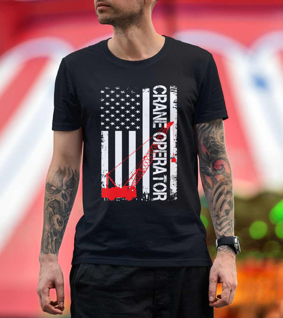 Crane Operator American Flag T-Shirt