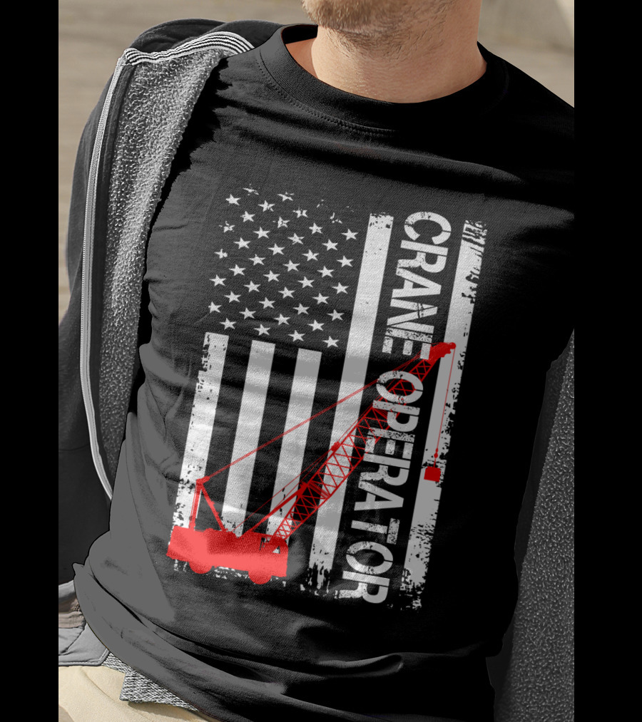 Crane Operator American Flag T-Shirt