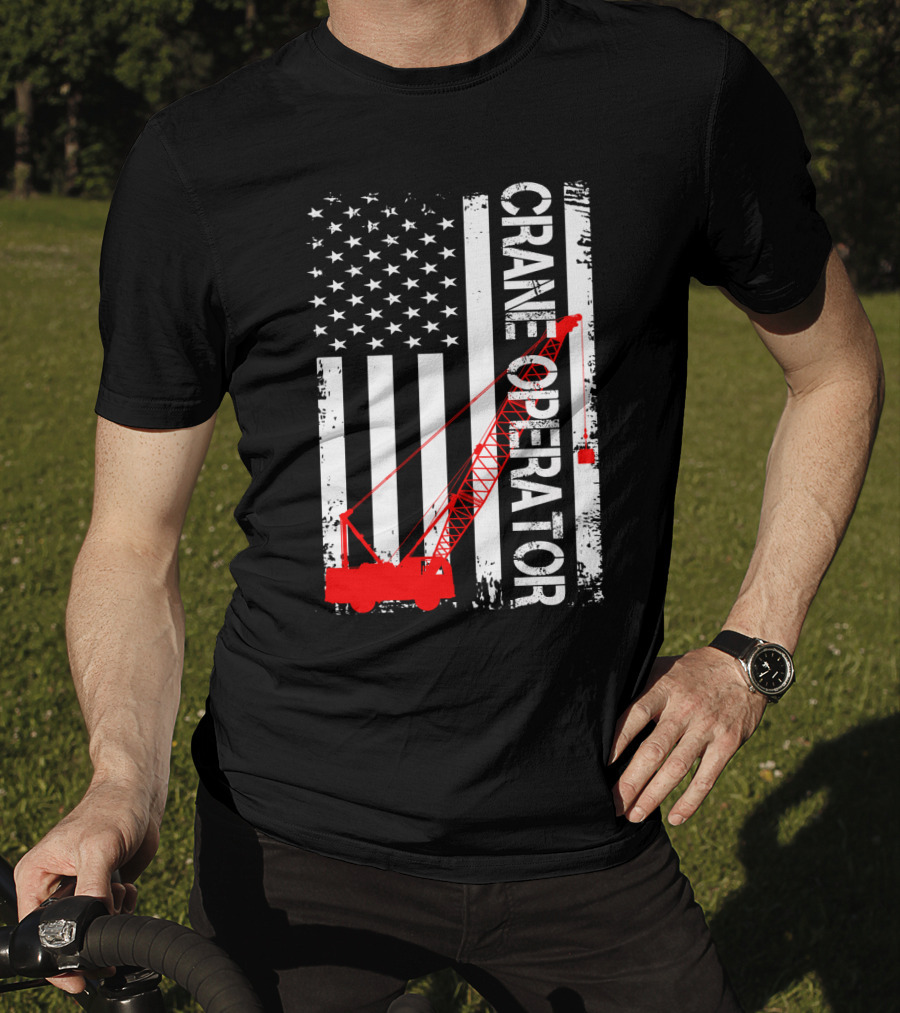 Crane Operator American Flag T-Shirt