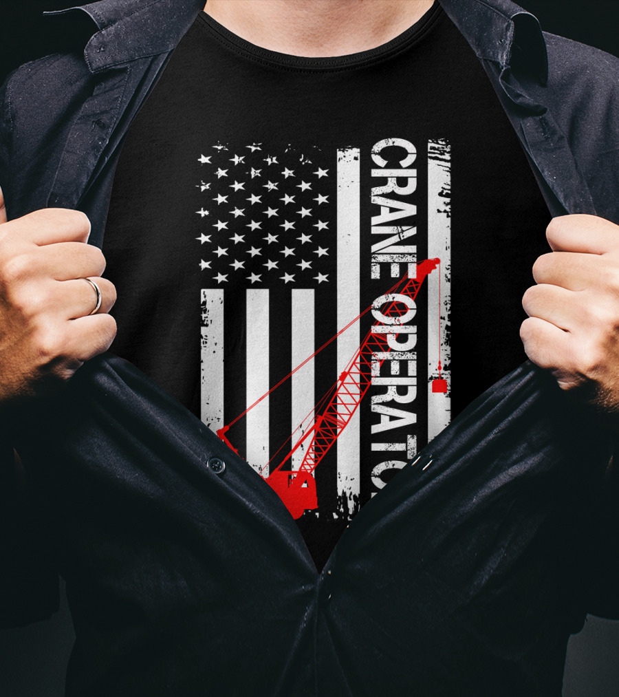 Crane Operator American Flag T-Shirt