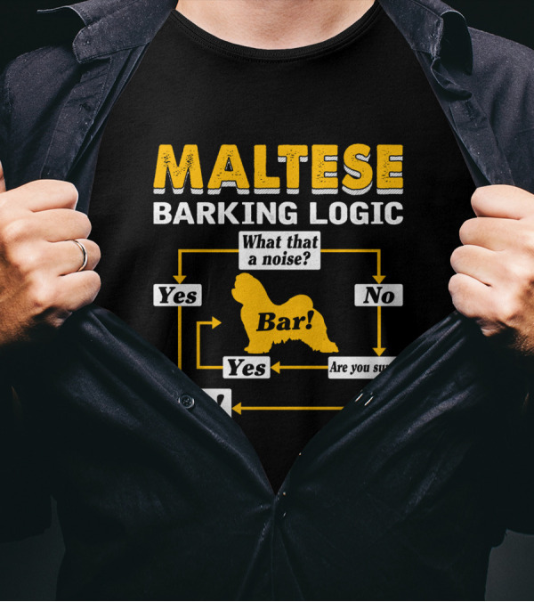 Maltese Barking Logic What That A Noise Bar Are You Sure? Yes No T-Shirt