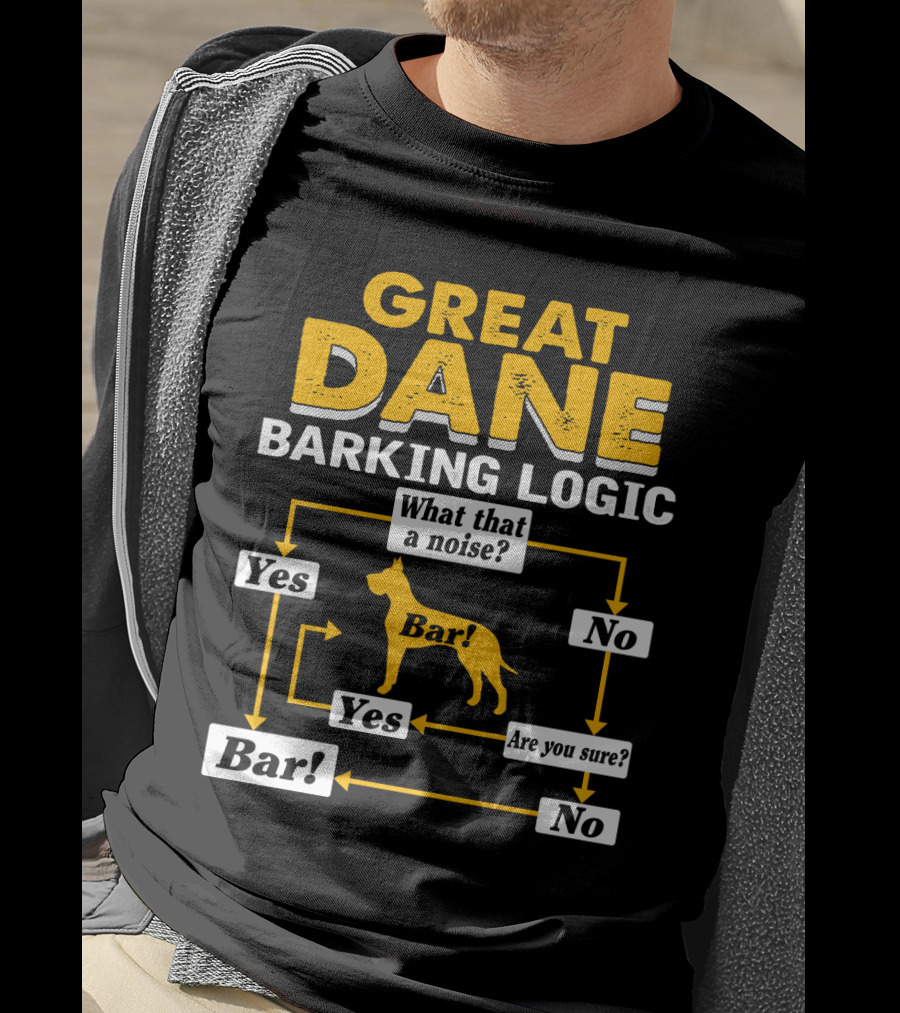 Great Dane Barking Logic Flowchart Humor Yes No Are You Sure? Bar T-Shirt