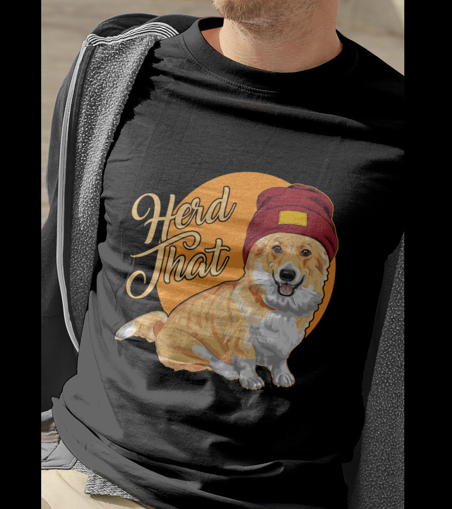 Herd That Corgi In A Beanie For Animal Lovers T-Shirt