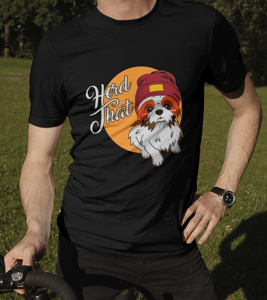 Herd That Shih Tzu Animal Lover Dog With Hat Sketch T-Shirt