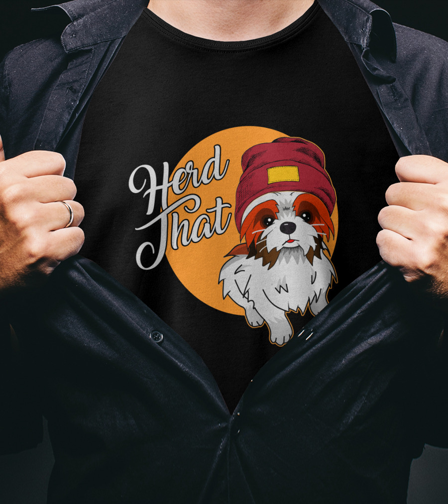 Herd That Shih Tzu Animal Lover Dog With Hat Sketch T-Shirt