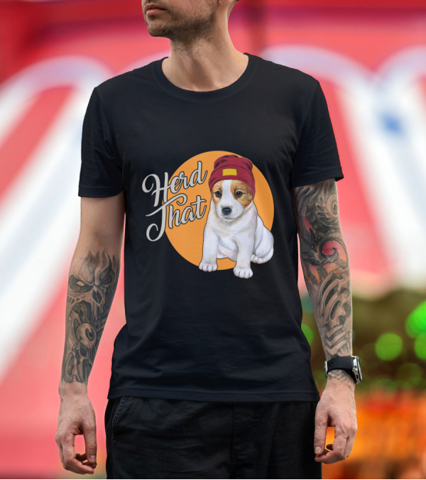Premium T-Shirt: Herd That Jack Russell Dog in Cute Beanie for Animal Lovers T-Shirt Herd That Jack Russell Dog in Cute Beanie for Animal Lovers T-Shirt