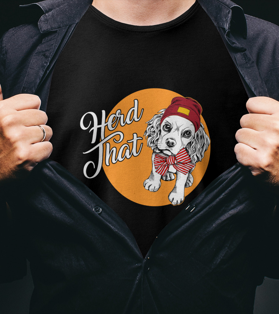 Herd That Cocker Spaniel Funny Animal Lover Dog Bow Tie Beanie T-Shirt