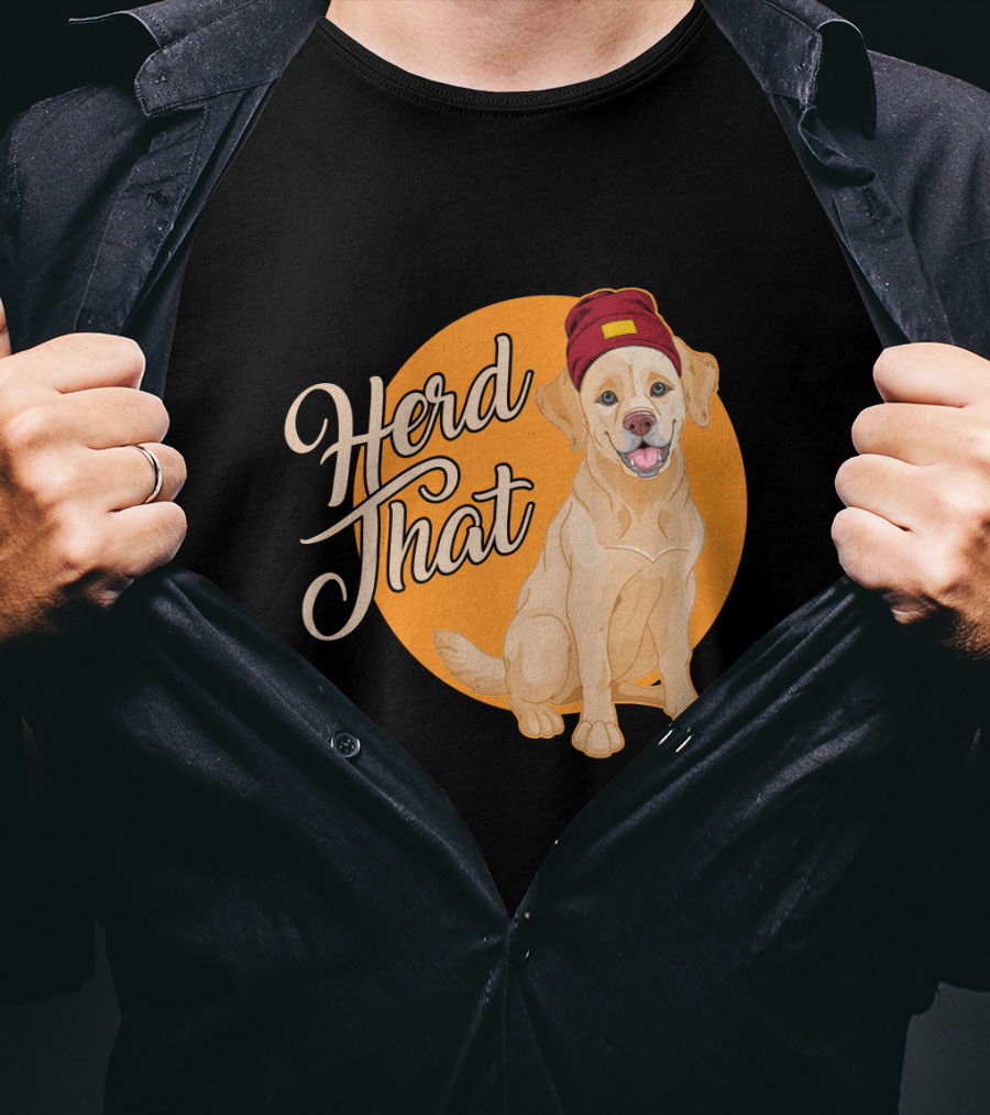 Herd That Funny Labrador Animal Lover Dog Wearing Beanie T-Shirt