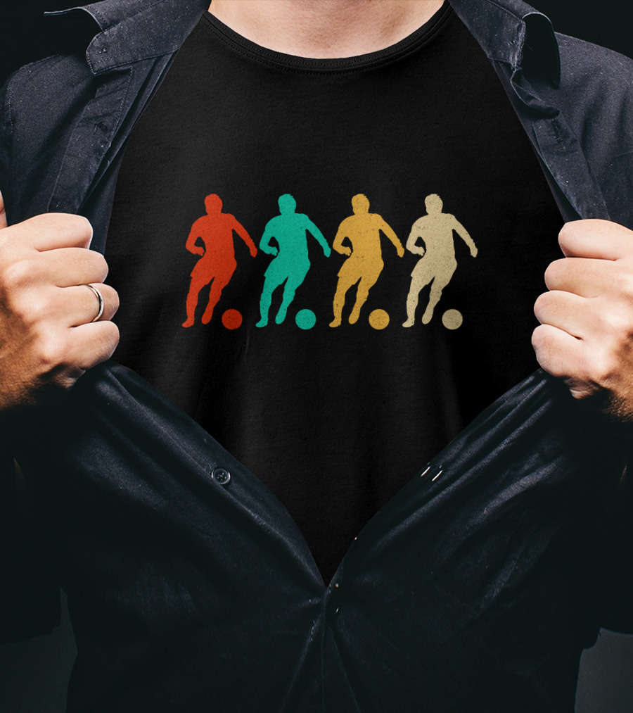 Vintage Soccer Silhouettes Retro Players T-Shirt