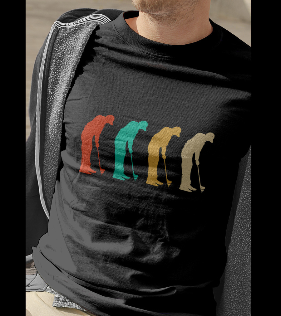Retro Colorful Golf Silhouettes Vintage Golf T-Shirt