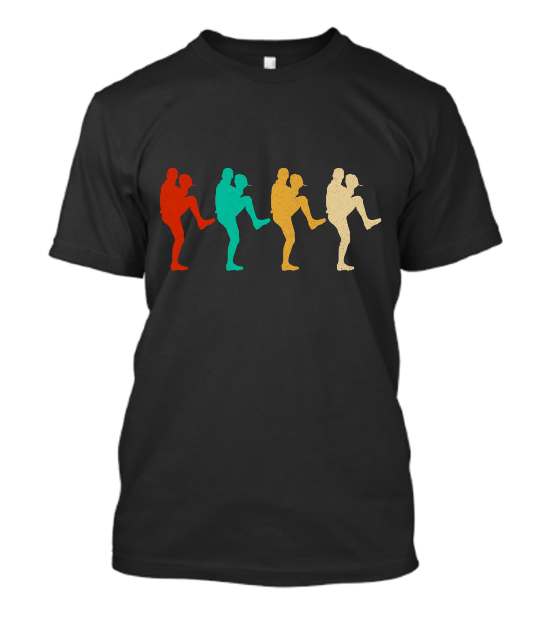 Vintage Baseball Pitching Silhouettes Multicolor T-Shirt