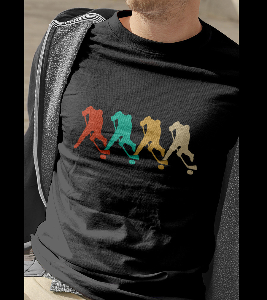 Vintage Hockey Silhouettes Retro Sports Colors T-Shirt