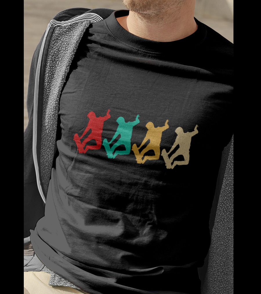 Vintage Skateboarding Silhouette Retro Colors T-Shirt