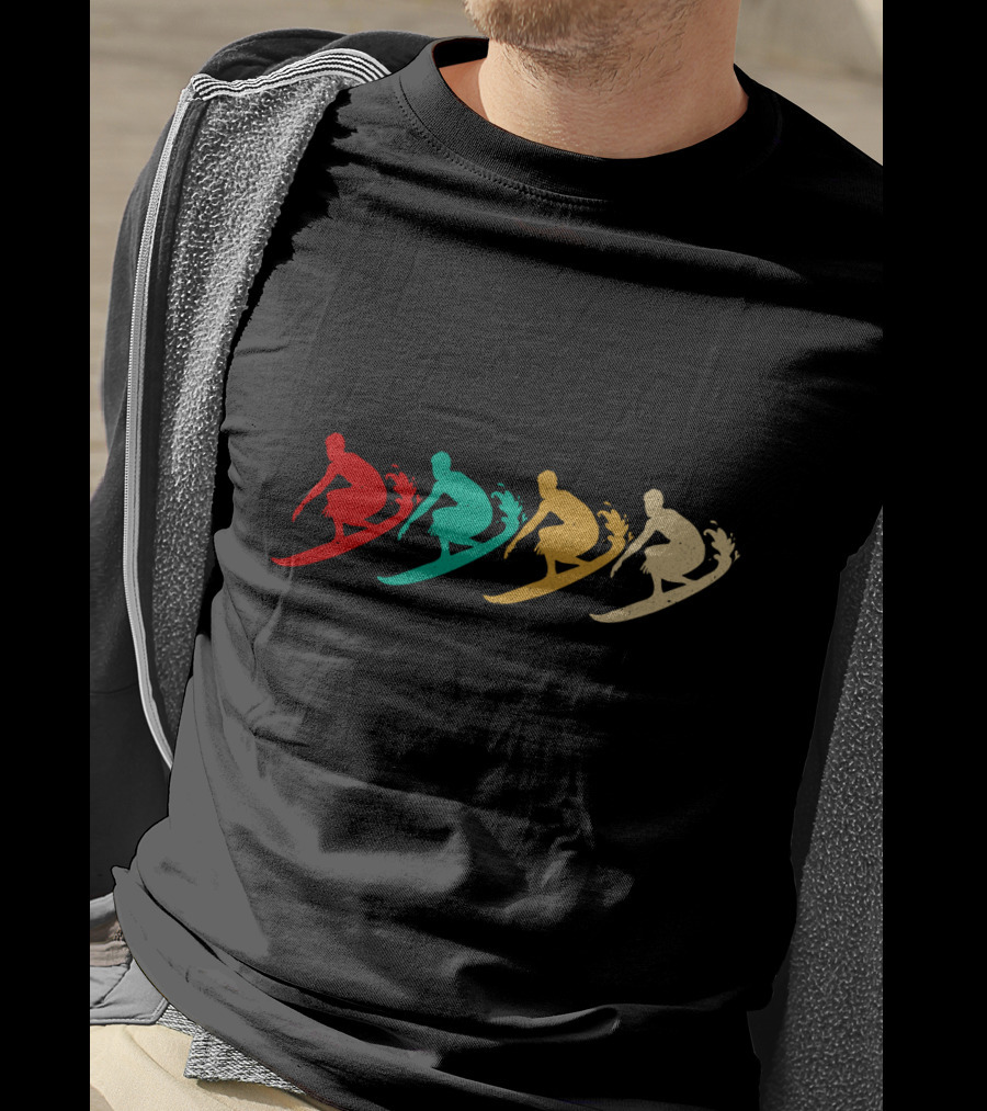 Vintage Surfing Retro Colorful Wave Riders T-Shirt