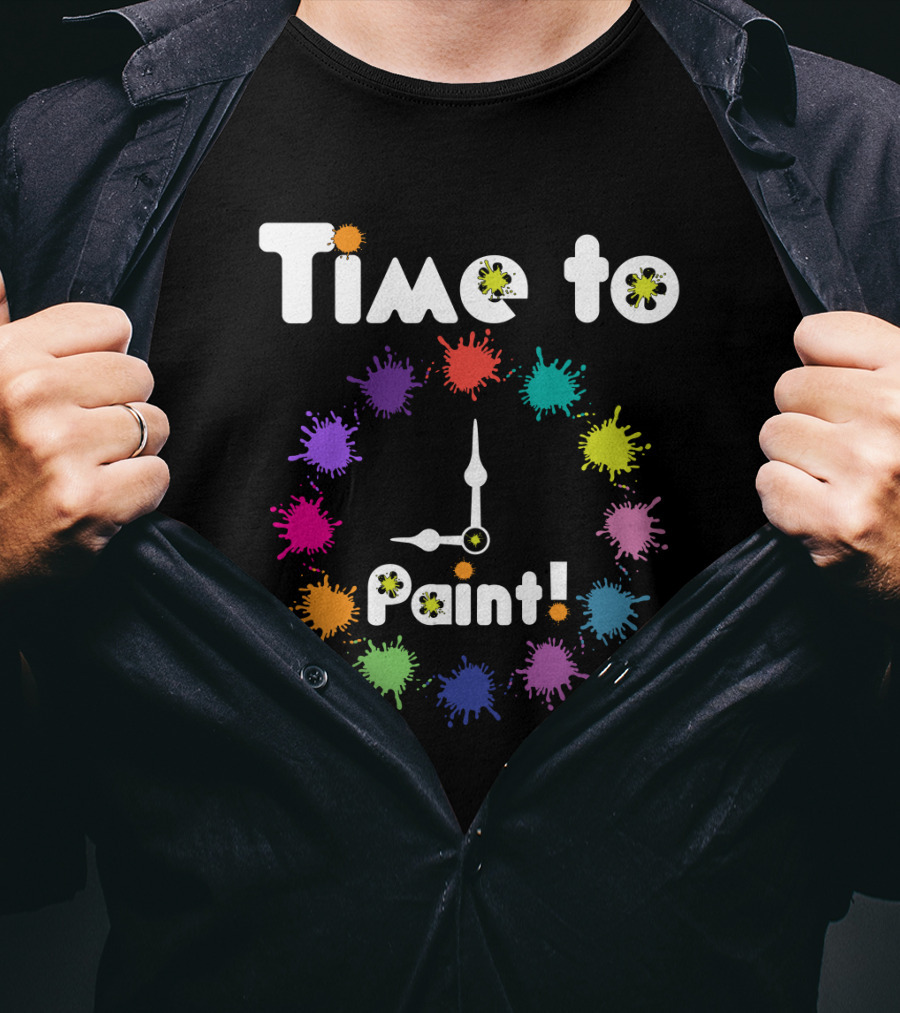 Time To Paint Colorful Clock T-Shirt