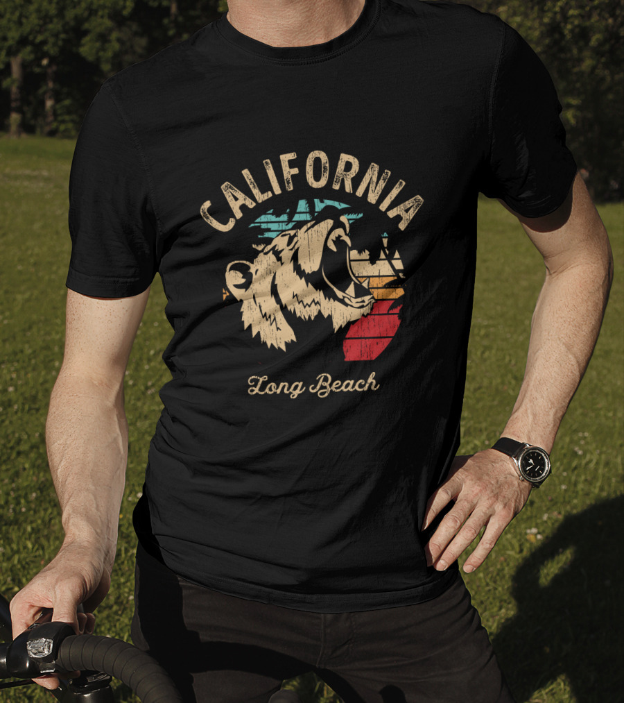 California Long Beach Bear Retro Vintage T-Shirt