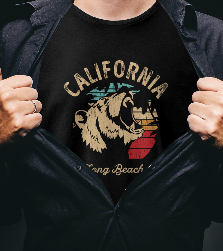 California Long Beach Bear Retro Vintage T-Shirt