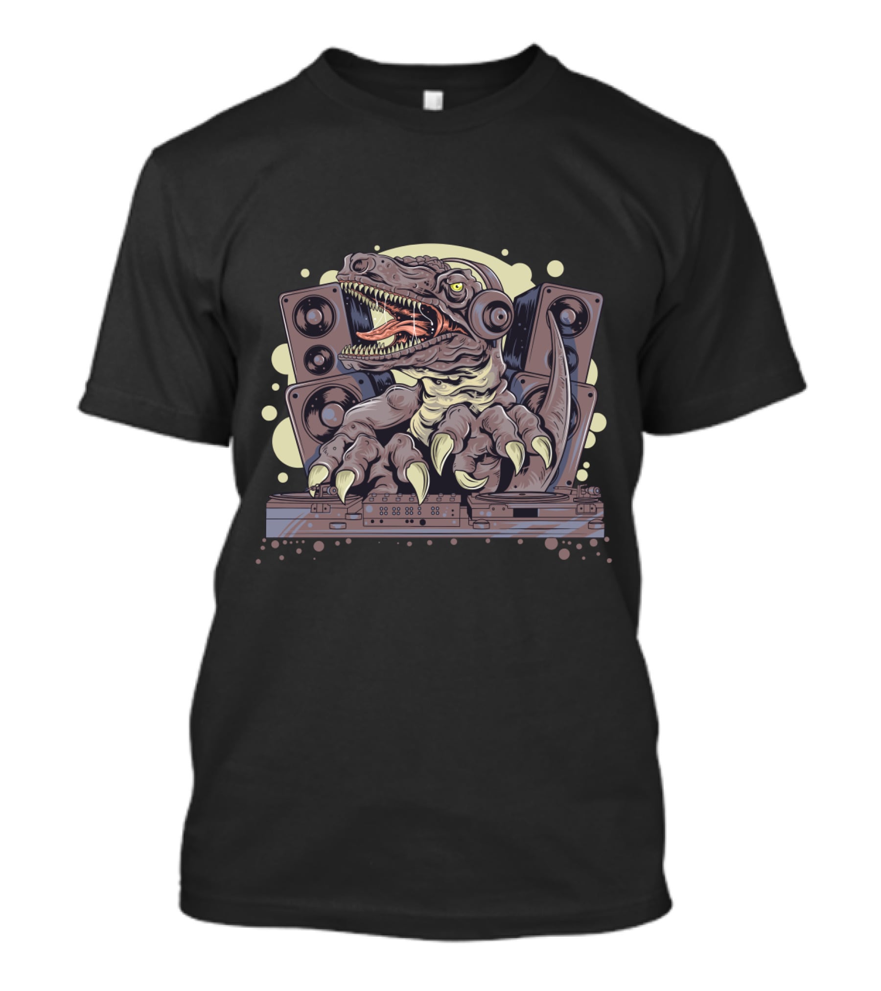Dinosaur T-Rex DJ With Headphones And Speakers Music Party T-Shirt