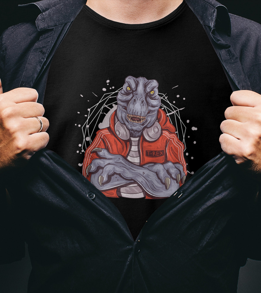 T-Rex DJ With Headphones Crossed Arms Music Jockey T-Shirt