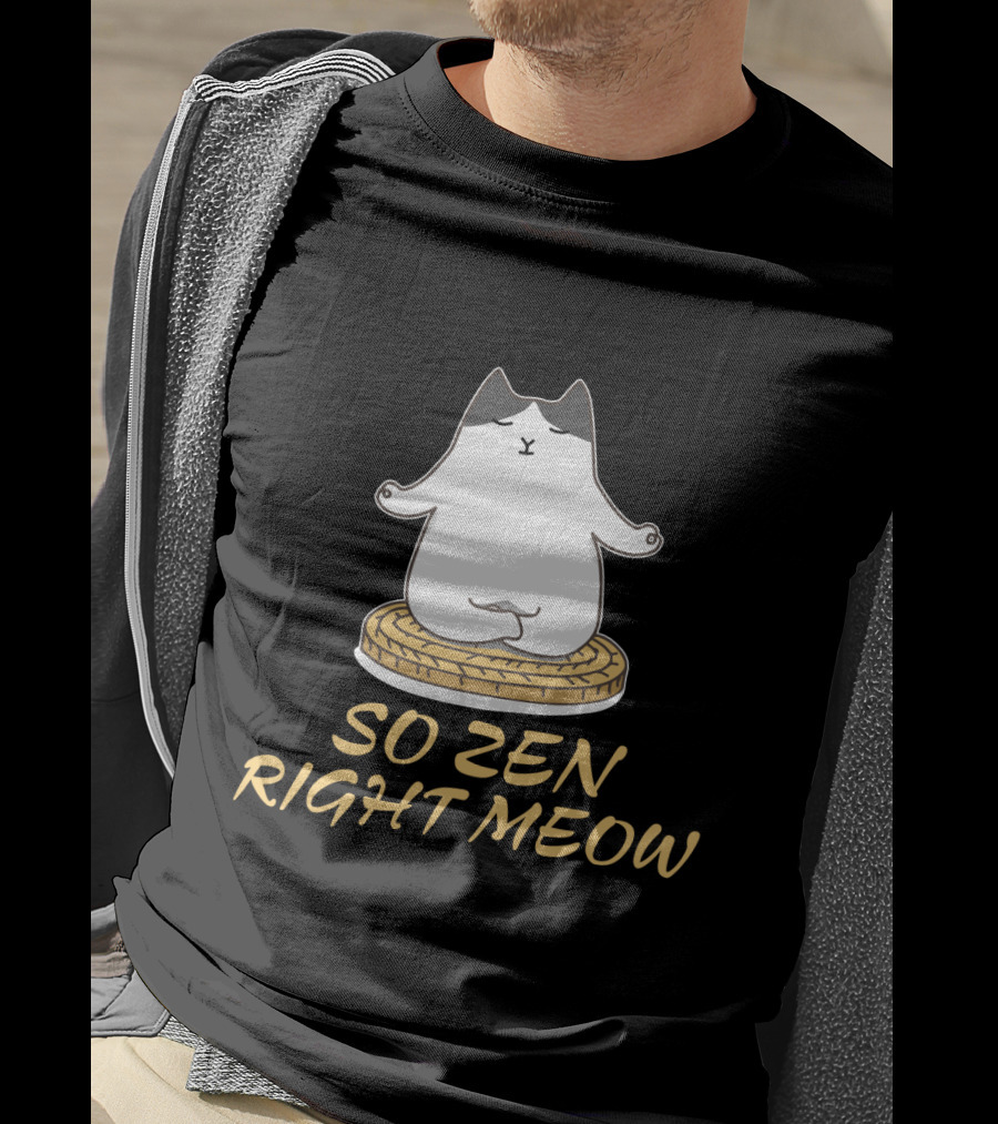 Relaxed Cat Meditating So Zen Right Meow T-Shirt