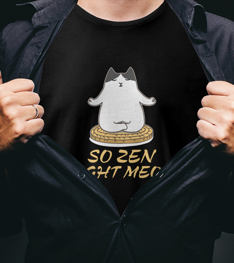 Relaxed Cat Meditating So Zen Right Meow T-Shirt