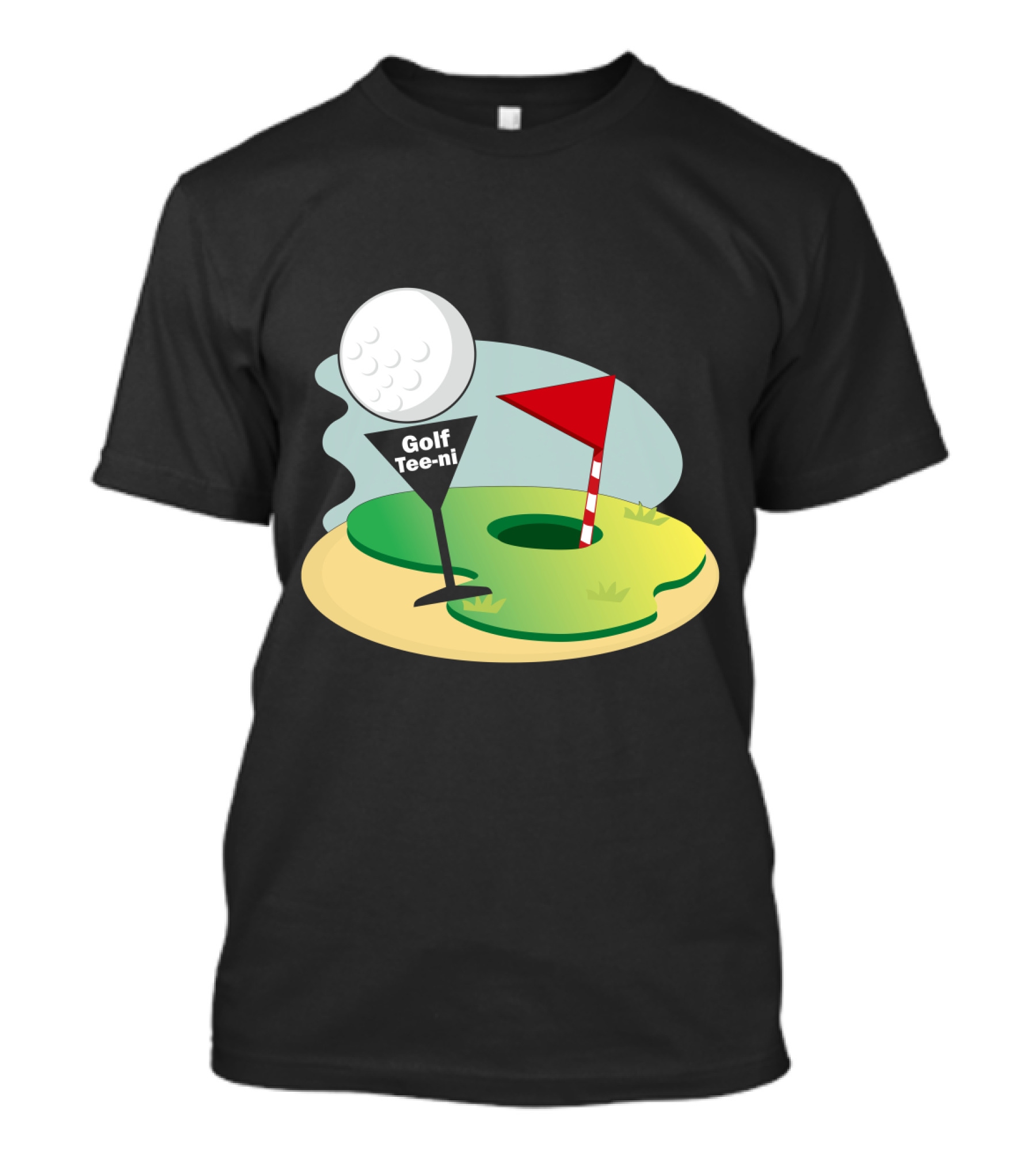 Golf Tee-ni Golf Ball Green Flag Hole T-Shirt