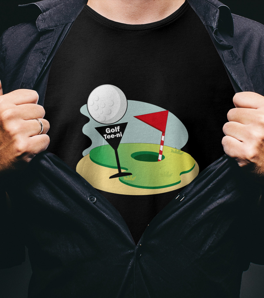 Golf Tee-ni Golf Ball Green Flag Hole T-Shirt