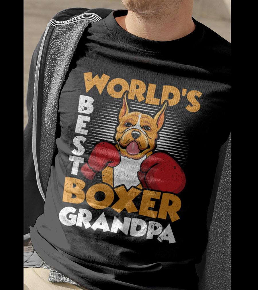 World's Best Boxer Grandpa Red Gloves Dog T-Shirt
