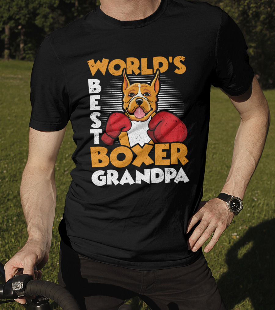 World's Best Boxer Grandpa Red Gloves Dog T-Shirt