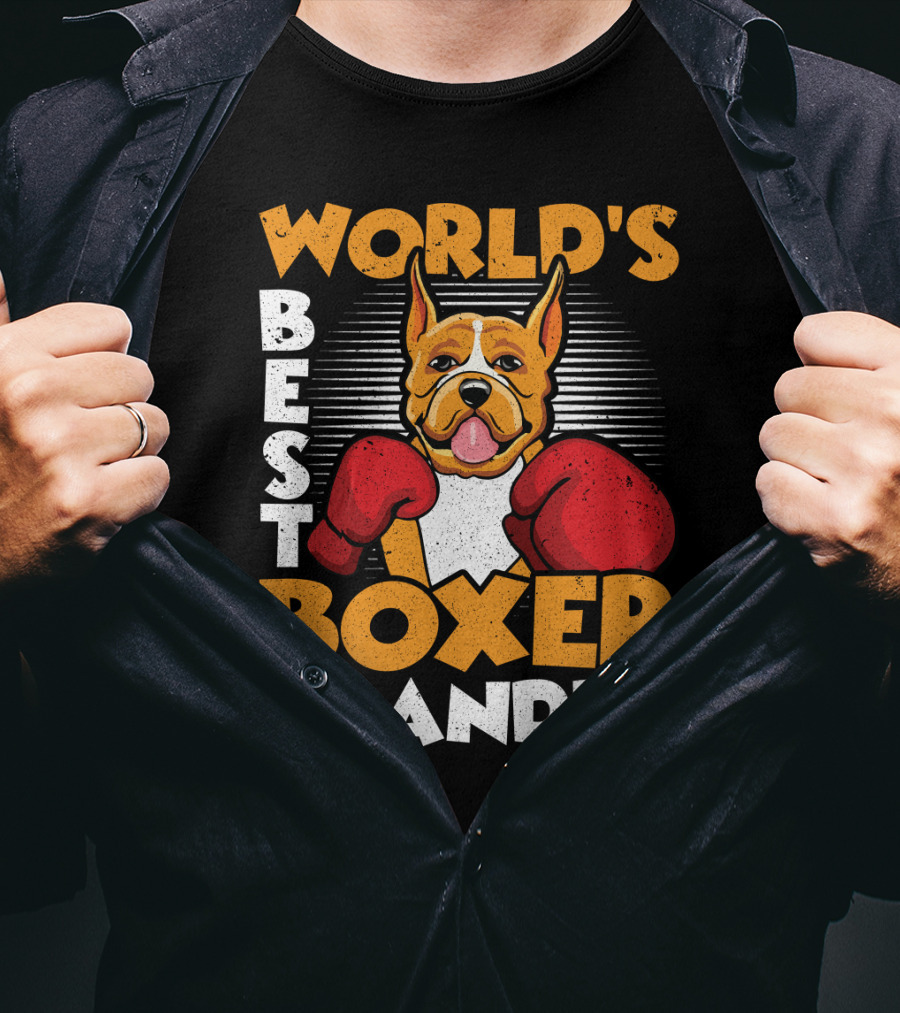 World's Best Boxer Grandpa Red Gloves Dog T-Shirt