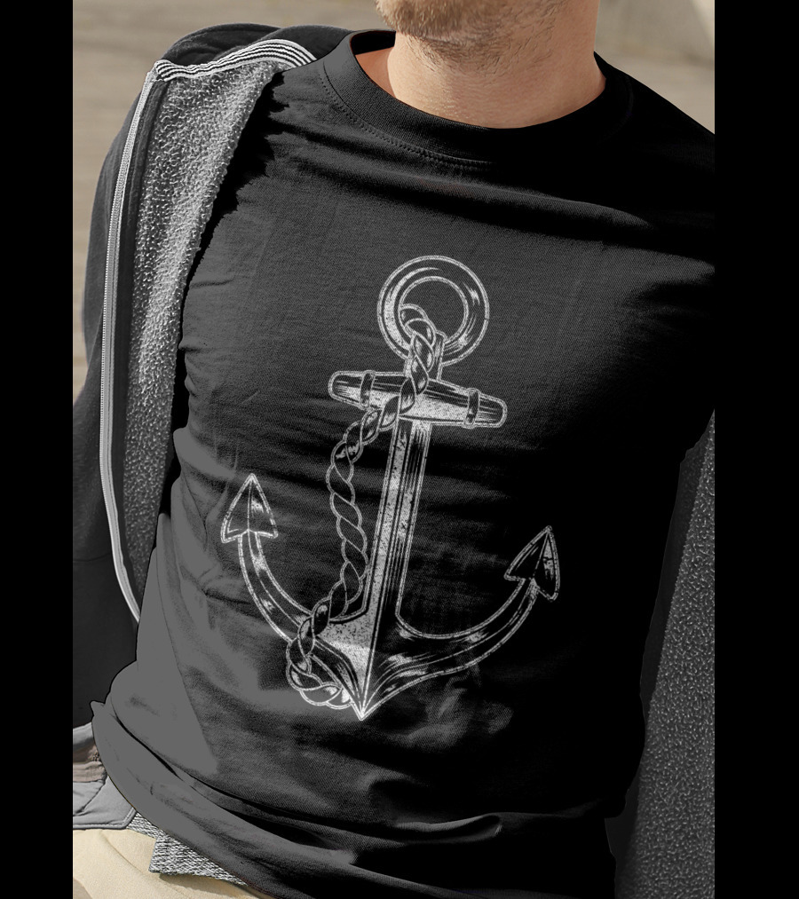 Black Sea Anchor Vintage Nautical T-Shirt