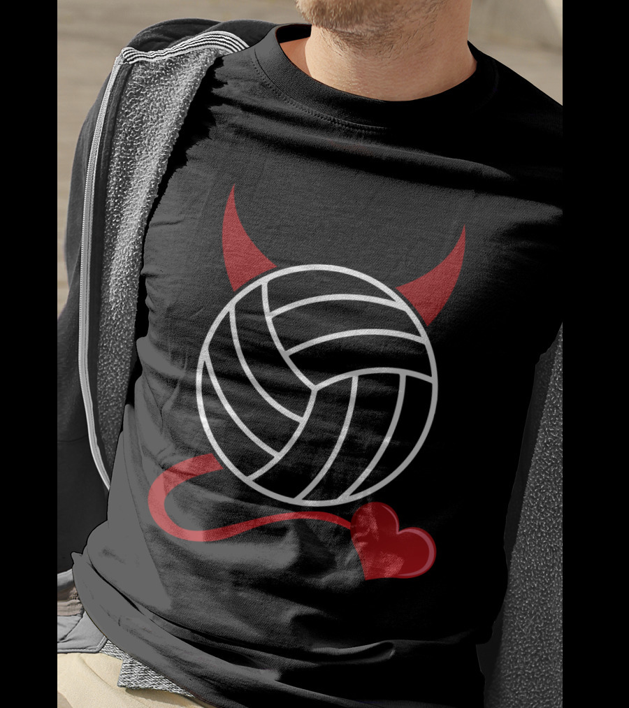 Volleyball Devil Heart With Horns And Tail T-Shirt