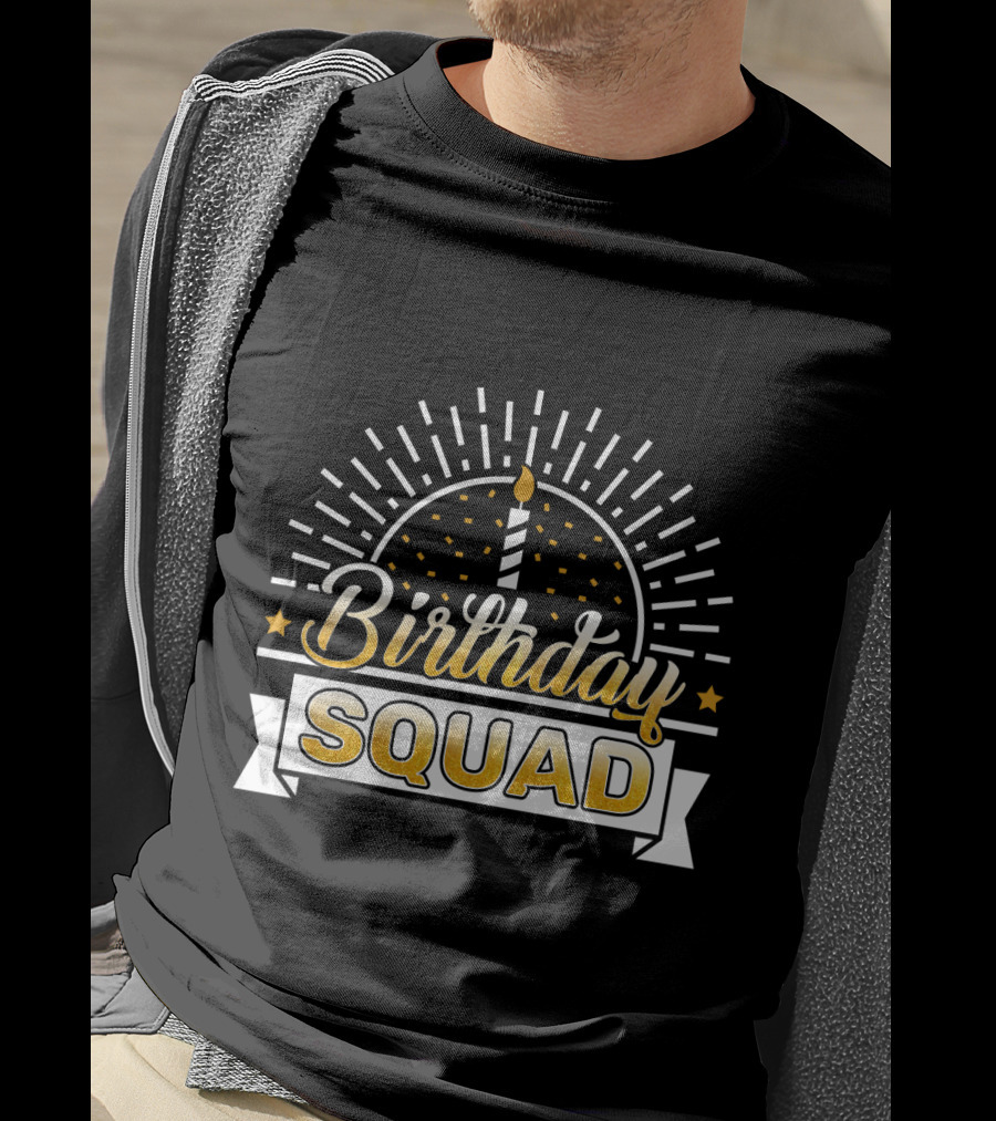 Birthday Squad Candle Celebration Banner Stars T-Shirt