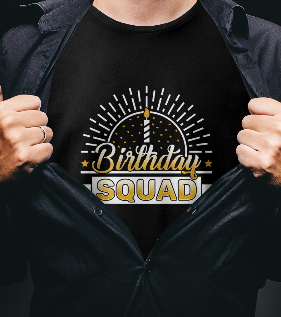 Birthday Squad Candle Celebration Banner Stars T-Shirt