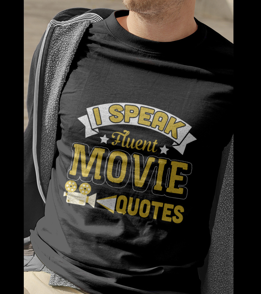 I Speak Fluent Movie Quotes Vintage Film Camera Stars T-Shirt