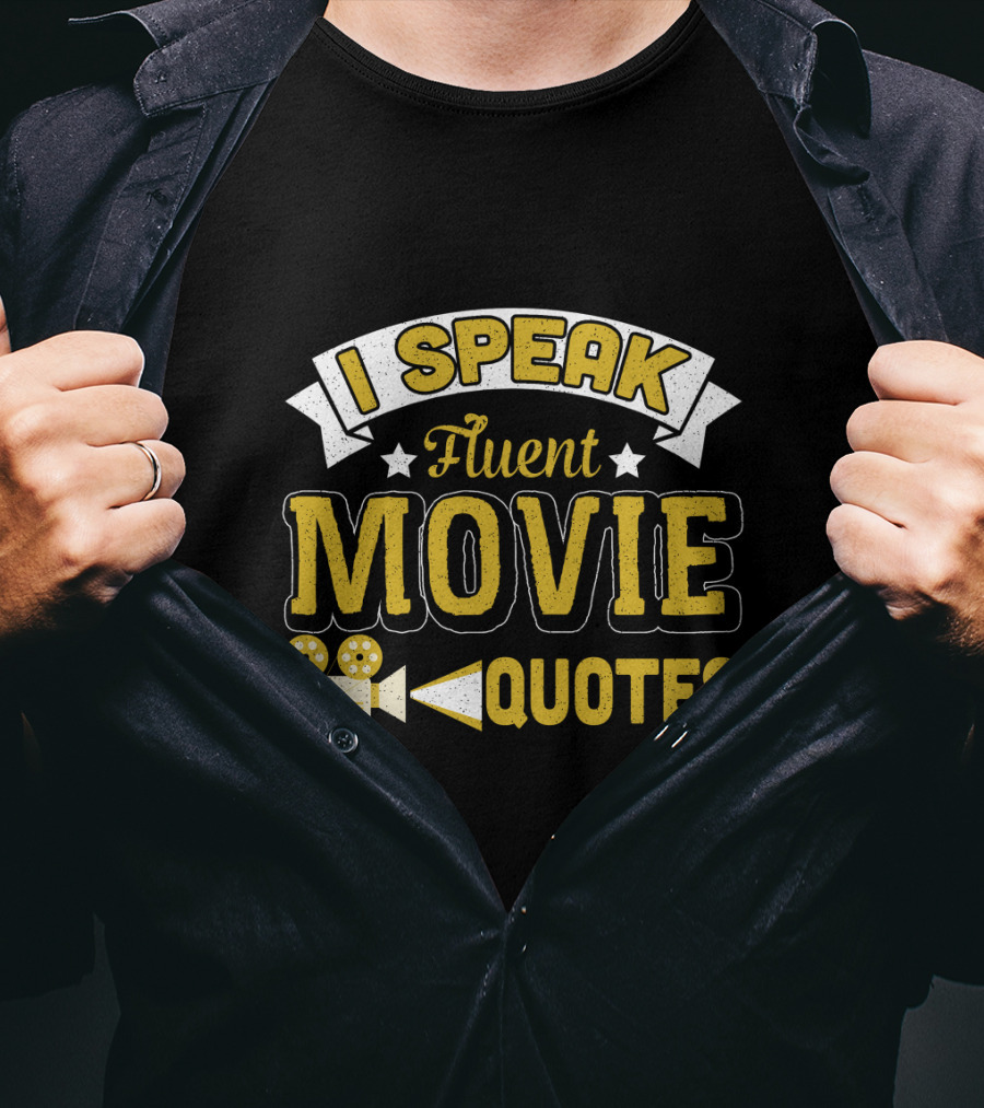 I Speak Fluent Movie Quotes Vintage Film Camera Stars T-Shirt